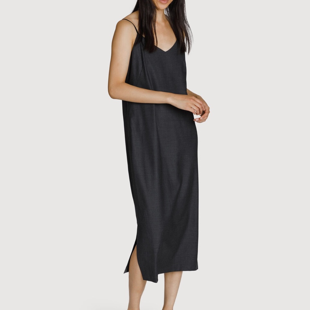 Kit and Ace wool Black Slip midi dress sz 2